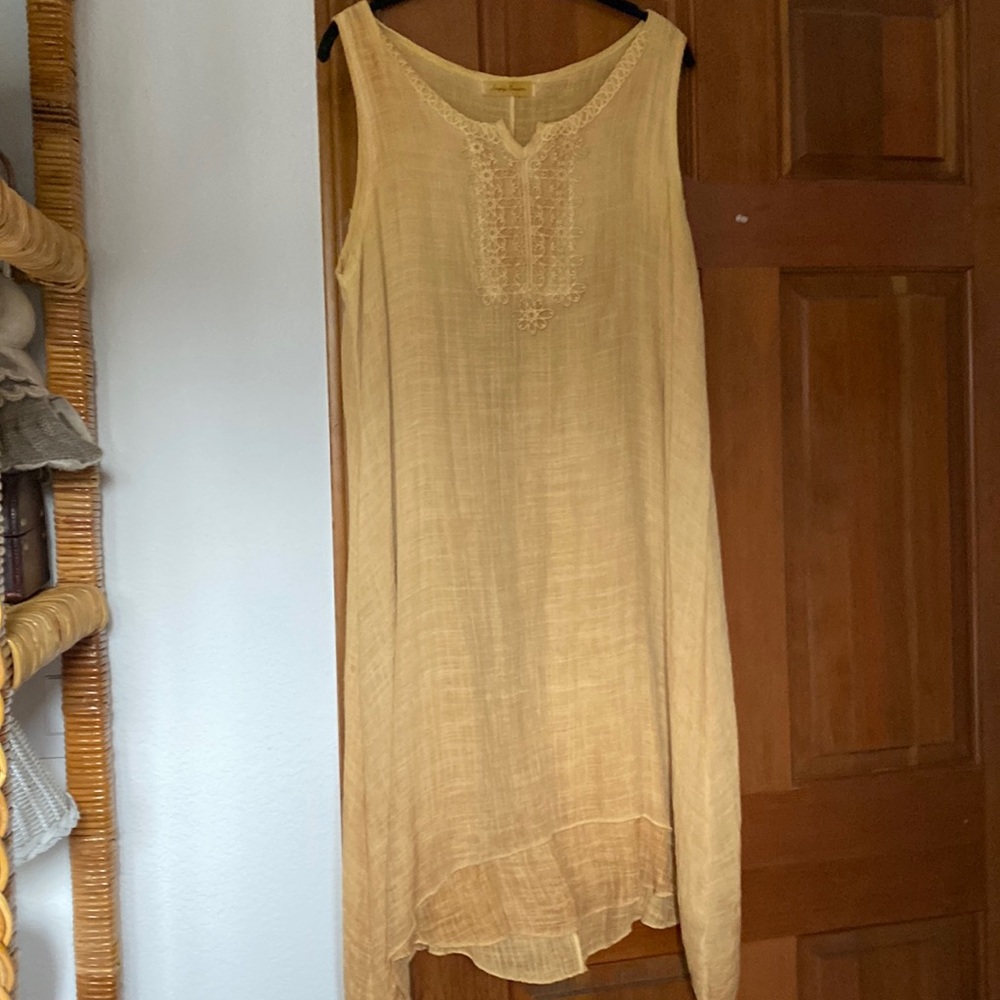 Simply Couture mustard, yellow asymmetrical, ham, sleeveless dress